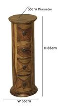 Thacket Sheesham Wood 4 Drawer Narrow Drum Chest