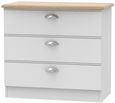 Victoria Grey and Riviera Oak 3 Drawer Small Chest