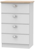 Victoria Grey and Riviera Oak 4 Drawer Midi Chest