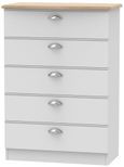 Victoria Grey and Riviera Oak 5 Drawer Chest