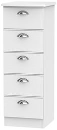 Victoria White 5 Drawer Narrow Chest