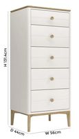Marlow Tall Chest - 5 Drawer - Cashmere Oak