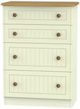 Warwick Cream and Oak 4 Drawer Deep Chest