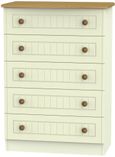 Warwick Cream and Oak 5 Drawer Chest