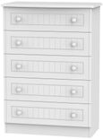 Warwick White 5 Drawer Chest