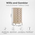 Ivory Tall Chest - 6 Drawer