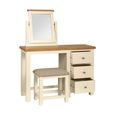 Lundy Dressing Table - 3 Drawer with Stool - Ivory Painted