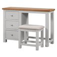 Lundy Dressing Table - 3 Drawer Single with Stool - Grey Painted