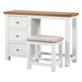 Lundy Dressing Table - 3 Drawer Single with Stool - White Painted