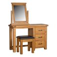 Somer Dressing Table - 3 Drawer Single with Stool - Oak