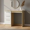 Knightsbridge White Gloss and Light Oak 3 Drawer Single Dressing Table