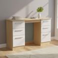 Knightsbridge White Gloss and Light Oak 6 Drawer Double Dressing Table