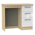 Knightsbridge White Gloss and Light Oak 3 Drawer Single Dressing Table