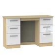 Knightsbridge White Gloss and Light Oak 6 Drawer Double Dressing Table