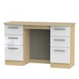 Knightsbridge White Gloss and Light Oak 6 Drawer Double Dressing Table