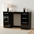 Knightsbridge Double Dressing Table - 6 Drawer - Black Gloss