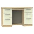 Knightsbridge Dressing Table - 6 Drawer - Double - Cream Gloss and Light Oak