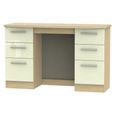 Knightsbridge Dressing Table - 6 Drawer - Double - Cream Gloss and Light Oak