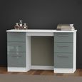Knightsbridge Dressing Table - Double - 6 Drawer - Grey Gloss and White