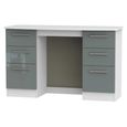Knightsbridge Dressing Table - Double - 6 Drawer - Grey Gloss and White
