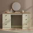 Warwick Dressing Table - 6 Drawer - Double - Cream and Oak