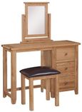 Appleby Petite Oak Dressing Table - 3 Drawers Single Pedestal