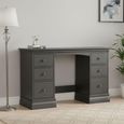 Bordeaux Double Dressing Table - 6 Drawer - Charcoal