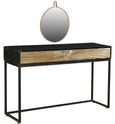 Clearance - Luxe Black and Antique Gold Starburst Dressing Table with Mirror - 2 Drawers - Brand New Item