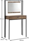 Industrial Rustic Oak Effect Dressing Table with Mirror