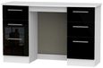 Knightsbridge Black Gloss and White 6 Drawer Double Dressing Table