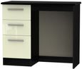 Knightsbridge Cream Gloss and Black 3 Drawer Single Dressing Table
