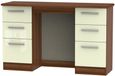 Knightsbridge Cream Gloss and Walnut Effect 6 Drawer Double Dressing Table
