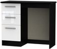 Knightsbridge White Gloss and Black 3 Drawer Single Dressing Table