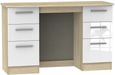Knightsbridge White Gloss and Oak Effect 6 Drawer Double Dressing Table