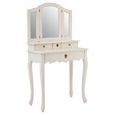 Loire Dressing Table - 4 Drawer - White with Mirror