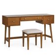 Lowry Dressing Table with Stool - 3 Drawer - Cherry Wood - Retro Style