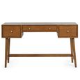Lowry Dressing Table with Stool - 3 Drawer - Cherry Wood - Retro Style
