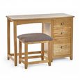 Mallory Dressing Table with Stool - 3 Drawer - Single - Oak