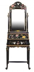 Meerut Black Lyre Bird Design Dressing Table with Mirror