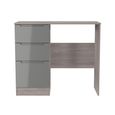 Milan Grey Gloss and Grey Oak 3 Drawer Single Dressing Table