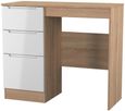 Milan White Gloss and Oak Effect 3 Drawer Single Dressing Table
