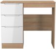Milan White Gloss and Oak Effect 3 Drawer Single Dressing Table