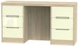 Monaco Cream Gloss and Oak Effect 6 Drawer Double Dressing Table