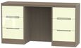 Monaco Cream Gloss and Toronto Walnut 6 Drawer Double Dressing Table