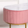 Upholstered Dressing Table - Pink Velvet - Curved - 1 Drawer