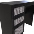Rattan and Black Ash 3 Drawer Single Dressing Table