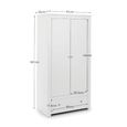 Radley Double Wardrobe - 2 Door - 1 Drawer - White