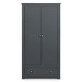 Radley Double Wardrobe - 2 Door - 1 Drawer - Dark Grey