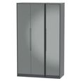 Monaco Wardrobe - 3 Door - Tall - Triple - Grey Gloss and Graphite