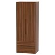 Monaco Wardrobe - 2 Door - 2 Drawers - Plain - Tall - Noche Walnut